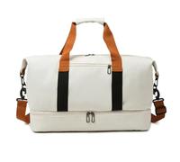 Sports Bag Fashion Travel Bags for Women Large Capacity Men's Sports Bag Waterproof Weekend Sac Voyage Female Messenger Bag Dry and Wet(White)