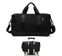 Sports Bag for Women, 35 Litre Shoulder Sling Travel Bag, with Waterproof Compartment, Shoe Rack and Clothes Bag, for Women, Teenage Girls, Travel, Yoga, Fitness, Swimming and Daily Brewing, black