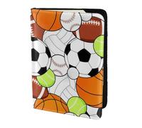 Sports Ball Print Passport Holder for Travel,Wallet Case RFID Blocking Leather Card Slot Protector
