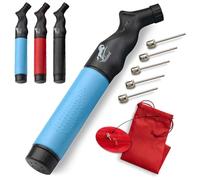 Sports Ball Pump Inflator with 5 needles (Pin) and Pouch, Dual Action Hand Held Portable Air Ball Pump with pins to Inflate Athletic Soccer Ball, Football, Volleyball, Rugby & Basketball (Blue)