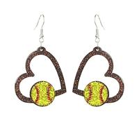 Sports Ball Stud Earrings/Sparkly Glitter Ball Game Ball Shaped Baseball Basketball Volleyball Rugby Earrings for Women Sports Lover Gift, 1, Resin, No Gemstone