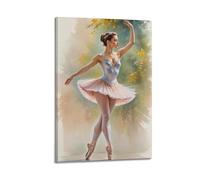 Sports Ballet Dancer Stretching Against Autumn Background Picture Poster Modern Wall Art Canvas Aesthetic Decoration Painting 08x12inch(20x30cm) Frame-style