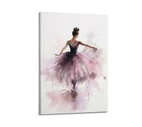 Sports Ballet Dancer Turning Around in Light Purple Water Color Picture Poster Modern Wall Art Canvas Aesthetic Decoration Painting 12x18inch(30x45cm) Frame-style
