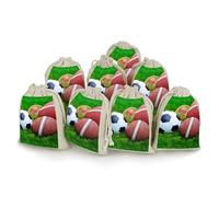 Sports Balls on Grass 8 PCS Muslin Bags with Drawstring Sachet Bags Empty Small Cotton Drawstring Bag Muslin Reusable & Washable Cotton Bag for Herb Spice Candy Soap Jewelry Wedding Gift Pouches