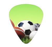 Sports Balls on The Grass Printed Guitar Picks 12-Piece Set - Comfortable, Versatile Plectrum for All Guitar Styles & Players