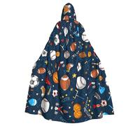 Sports Baseball Game Print Elegant Witch Cape,Hooded Cloak,Wizard Costume For Halloween,Cosplay And Carnival