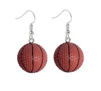 Sports Basketball and Soccer Dangle Earrings, Cute Ball Drop Earrings for Women, 3D Ball Design Hypoallergenic and Lightweight Jewelry, M, Resin, No Gemstone