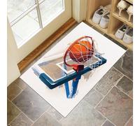 Sports Basketball Door Mats 50 X 80 Cm, Washable Indoor Doormat Tpr Non-Slip, Dirt Trapper Front Door Mat Inside, Graffiti Style Absorbent Entrance Rug For Entryway, Pets Dogs - White