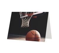 Sports Basketball Printed Pearl Paper Greeting Card, Dark Red - Folded Blank Cards with Gold Trim for Weddings, Birthdays, Christmas