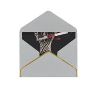 Sports Basketball Printed Pearl Paper Greeting Card, Light Grey - Folded Blank Cards with Gold Trim for Weddings, Birthdays, Christmas