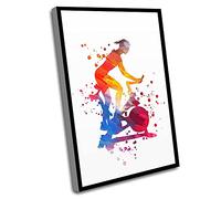 Sports Birthday Party Decorations,Best Living Room Decor,Bathroom Wall Art Decor,Exercise Bike Workout Girl Canvas Art,Fitness Gifts For Women,Stationary Bike,Sport Art,12x16 Inch UnFramed Wall Art
