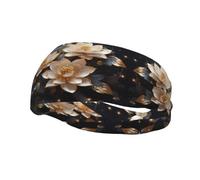 Sports Bohemian Golden Lotus Print Sweatband Headbands for Men & Women – Breathable, Stretchy Gym Exercise Running Headband