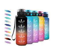 Sports Bottle 1.5 L, Leak-Proof Water Bottle with Filter, Suitable for Carbonated Drinks, Water Bottle with Time Marking, Sports Water Bottle for Bicycle, Adults, Hiking, Office, Fizz, Camping