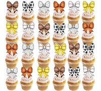 Sports Bows Cupcake Toppers Decorations Supplies 24Pcs Basketball Soccer Football Baseball Volleyball Softball Rugby Bowtie Cupcake Toothpicks Decor for Girls Fans Sports Ball Game Birthday Party