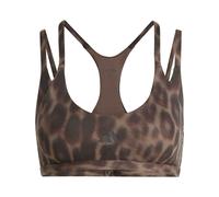 adidas Women's Optime Workout Leopard Strappy Light Support Bra, Earth strata/Black/Print, XXS