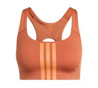 Adidas Optime Workout 3 Stripes Medium Impact Sports Bra Orange S Woman
