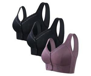 Sports Bra Bra for Senior Front Closure Breathable Bra for Seniors Wirefree Bras for Older Women Cotton Bralette Strapless Dresses for Women UK (PP1, 58)