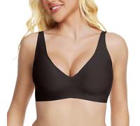 Sports Bra for Large Breasts Wireless Push Up Full Coverage Bra for Women Deep V Leopard Print Seamless Bras with Soft Support Comfort Everyday Tshirt Bralette Sexy Gather Lingerie Underwear Black