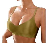 Sports Bra,Jelly Bra Uk,Adjustable Thin Strap Seamless Bra For Removable Padding Everyday Comfort Light Support T Shirt Bralette (Green, M)
