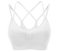 Sports Bra Women's Racerback Inner Blouse Back No Outdoor Vest Top Pool Dance Clothing, White, L