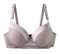 Sports Bras,Bra For Women,Plus Size Underwire Bra Seamless Full Coverage Lace Trim Comfortable Everyday Wear Smooth T Shirt Bra Support For (Grey, 90B)