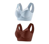 Sports Bras for Women 2PCS No Underwire Seamless Bralettes V Lace Wireless Bra Soft Support Everyday Bras Workout Stretchy Liftup Bra Comfy Yoga Bras