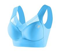Sports Bras for Women Full Bust Seamless Bra Push Up Support Scoop Neck Longline Ultimate Running Built in Beach,and Everyday Wearing Sky Blue