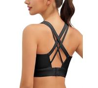Sports Bras for Women High Support, High Impact Push Up Criss Cross Back Padded Strappy Workout Running, E-black, XXL