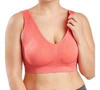 Sports Bras for Women Non-Wired U-Back Vest Bras with Removable Pads Wireless Bralettes Everyday Comfy Sleep Bra Non-Adjustable Strap Brassiere Wire Free Bralette Stretch Pull-On Bra Orange