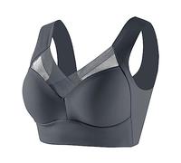 Sports Bras for Women Workout Thin Laceless Comfortable Breathability Underwear Large Size Buckle Female Bra V Neck Vest Bralette Wireless Womens (Grey, XXXXXXXXL) Non Wired UK Black Push Up 36G