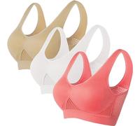 Sports Bras Women 3 Pack Set Padded Bralette Plus Size for Large Breasts Non Wired Inserts Push Up Multipack Seamless Yoga Sport Gym Bras 3 Pack Comfort Bra