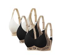 Sports Bras Women 3 Pack Wireless Seamless Non Wired Bras Sagging Breasts V Neck Padded Multipack Plus Size