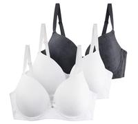 Sports Bras Women High Support 3 PC Minimizer Bras for Women Underwired Deep V Plunge Super Push Up Bra Soft Padded T Shirts Lingerie Bralettes Thick Padded Bombshell VS add 2 Cups Assets Full Effect