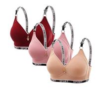 Sports Bras Women Pack 3 Wireless Everyday Day Bra No Padded High Impact Brassiere Vest Tops Underwear Lightweight Comfort Daily Wear Bras with Adjustable Straps Lingerie 01 Grey M