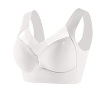 Sports Bras Women Running Sports Bras Women Wireless Seamless Senior Bra Mesh Full Coverage Bralette Plus Size Wide Strap Breathable Plus Size Bra High Impact White