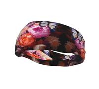 Sports Butterflies and Fresh Bush Print Sweatband Headbands for Men & Women – Breathable, Stretchy Gym Exercise Running Headband