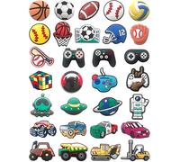Sports Car and Video Game Shoe Charms for Croc Boys Kids : 30 PCS Decoration Pins for Clogs - Shoe Accessories - Party Favors Gifts - Small Rewards