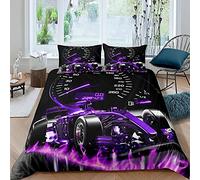 Sports Car Bedding Set Formula Race Car Duvet Cover for Kids Boys Girls Extreme Sports Comforter Cover Cool Speed Purple Bedding & Linen 2Pcs Single Size