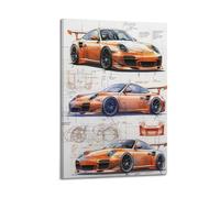 Sports Car Design Scripts Poster 911 991 GT3 RS Racing Super Car Decorative Painting Canvas Modern Art Picture 24x36inch(60x90cm)