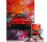Sports Car Oil Painting Jigsaws 1000 Pieces for Teenagers,Stress Reliever Staycation Kill Time with Matching Poster And Trivia Sheet (38x26cm)