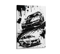 Sports Car Poster for M4 with Urban Street Art Splatter Dynamic Speed Poster Decorative Painting Canvas Wall Posters And Art Picture Print Modern Family Bedroom Decor Posters 08x12inch(20x30cm)