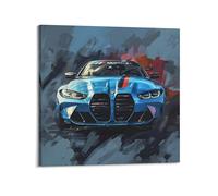 Sports Car Poster M4 Competition Artistic Motion Abstract Speed Track Blue Streak Poster Decorative Painting Canvas Wall Posters And Art Picture Print Modern Family Bedroom Decor Posters 24x24inch(6