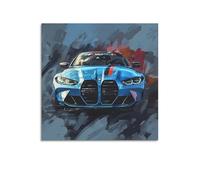 Sports Car Poster M4 Competition Artistic Motion Abstract Speed Track Blue Streak Poster Decorative Painting Canvas Wall Posters And Art Picture Print Modern Family Bedroom Decor Posters 16x16inch(4