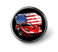 Sports Car U.S. Flag Round Brooch Pins Lapel Tie Badge Metal Memorial Button Pin Kit for Hat Shirt Clothing Bags Decor