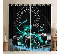 Sports Car Window Curtains for Bedroom Living Room Formula Race Car Curtains Kids Boys Girls Extreme Sports Window Drapes Cool Speed Teal Blue Window Treatments,W46*L54