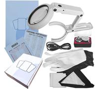 Sports Card Grading Kit Centering Tool, LED Magnifying Table Lamp for Handsfree, High Intensity Magnifying Loupe, Microfiber Cloth