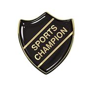 Sports Champion Gel Domed Black School Shield Badge