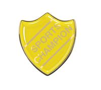 Sports Champion Gel Domed Yellow School Shield Badge