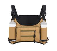 Sports Chest Bag, Lightweight Running Vest with Water Bottle Pocket Large Capacity Running Vest Rig for Workouts, Running, Cycling, Khaki, Classique