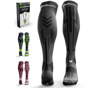 Sports Compression Socks Men & Women (1 Pair) - Calf Compression Sleeves Running, Football, Ski - Sports Stockings Athletics & Recovery - Long Socks Breathable Merino Wool (Black, S)